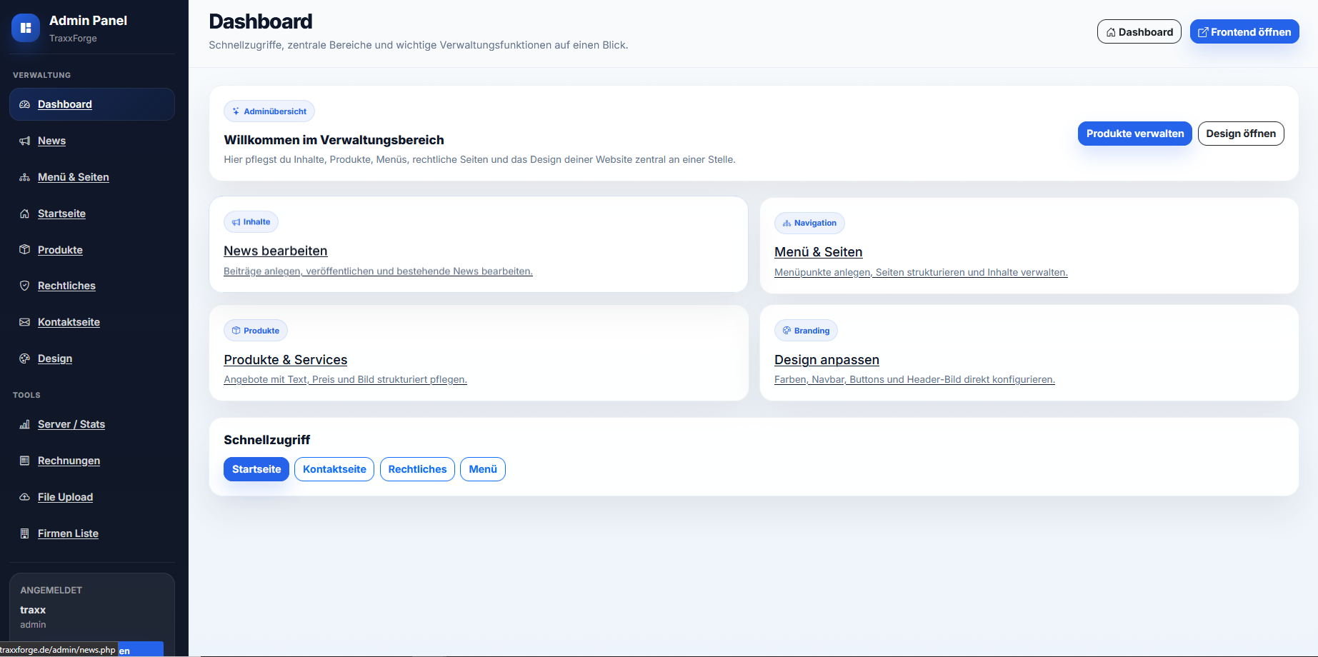 Eigenes Admin- & CMS-System Bild 2